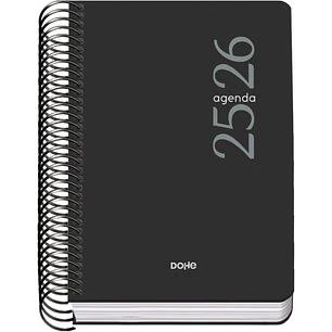 Dohe Esencial Agenda Escolar 25/26 Espiral A6 - Dia Pagina - Papel 70g/m2 - Cubierta en Polipropileno - Color Negro