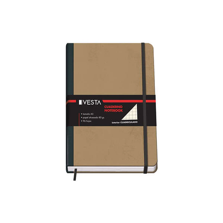 Dohe Cuaderno Cartone con Puntas Redondeadas - 96 Hojas de Papel Ahuesado de 80gr - Tapa en Tres Piezas con Lomera de Tela - Cierre de Gomas y Cinta d 1