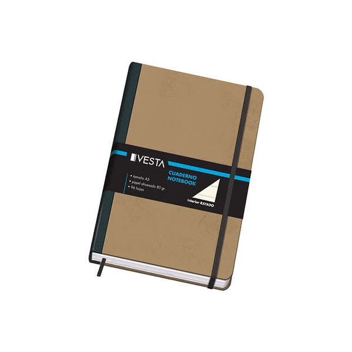 Dohe Cuaderno Cartone con Puntas Redondeadas - 96 Hojas de Papel Ahuesado de 80gr - Tapa en Tres Piezas con Lomera de Tela - Cierre de Gomas y Cinta d 1