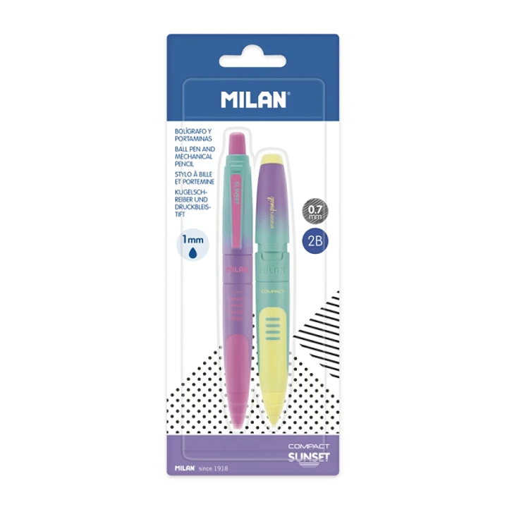Milan Compact Sunset Pack de 1 Boligrafo Azul + 1 Portaminas 0.7mm - Colores Surtidos 1