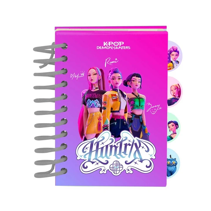 Safta K-Pop Demon Hunters Bloc de Notas - Formato A7 - 80 Hojas de 80 g/m2 - Espiral - Tapas Duras - 4 Separadores Interiores - 7.4x10.5cm - Multicolo 1