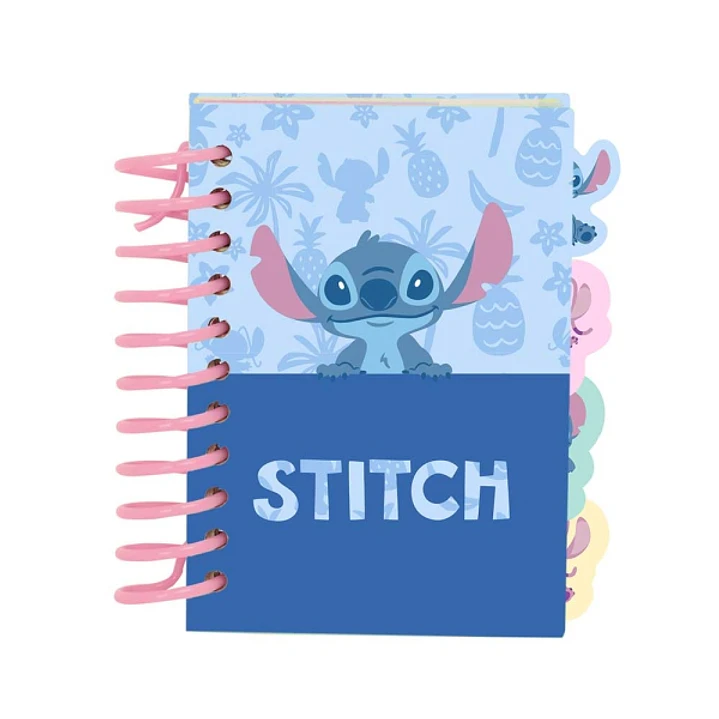 Safta Stitch Bloc de Notas - Formato A7 - 80 Hojas de 80 g/m2 - Espiral - Tapas Duras - 4 Separadores Interiores - 7.4x10.5cm - Color Azul Pastel 1
