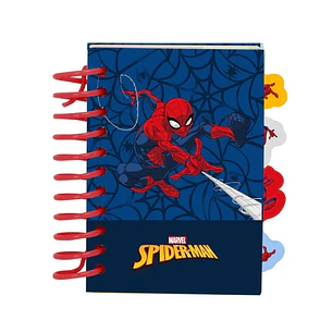 Safta Spider-Man Bloc de Notas - Formato A7 - 80 Hojas de 80 g/m2 - Espiral - Tapas Duras - 4 Separadores Interiores - 7.4x10.5cm - Color Azul Marino
