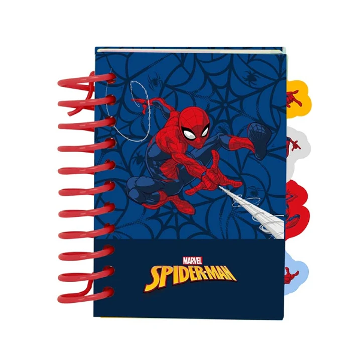 Safta Spider-Man Bloc de Notas - Formato A7 - 80 Hojas de 80 g/m2 - Espiral - Tapas Duras - 4 Separadores Interiores - 7.4x10.5cm - Color Azul Marino 1