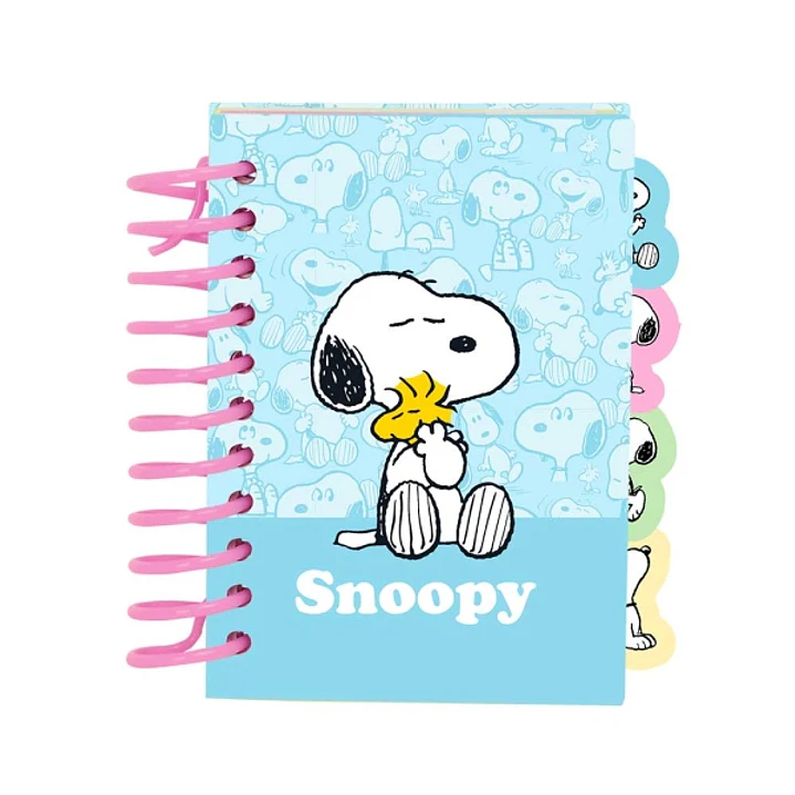 Safta Snoopy Bloc de Notas - Formato A7 - 80 Hojas de 80 g/m2 - Espiral - Tapas Duras - 4 Separadores Interiores - 7.4x10.5cm - Color Azul Claro 1
