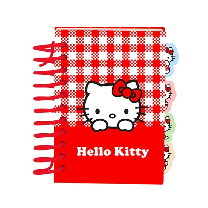 Safta Hello Kitty Bloc de Notas - Formato A7 - 80 Hojas de 80 g/m2 - Espiral - Tapas Duras - 4 Separadores Interiores - 7.4x10.5cm - Color Rojo y Blan 1