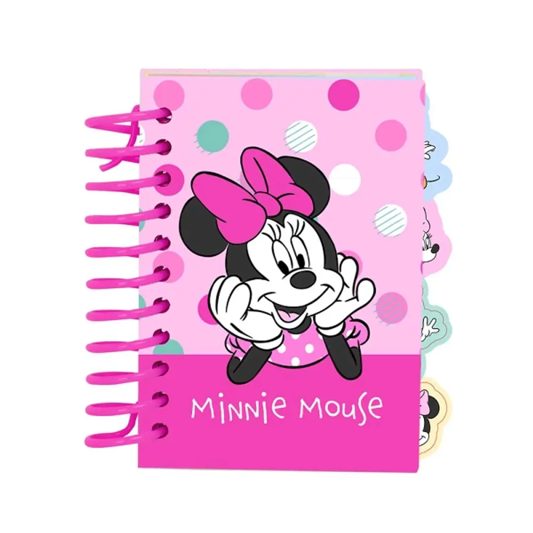 Safta Minnie Mouse Minty Bloc de Notas - Formato A7 - 80 Hojas de 80 g/m2 - Espiral - Tapas Duras - 4 Separadores Interiores - 7.4x10.5cm - Color Rosa 1