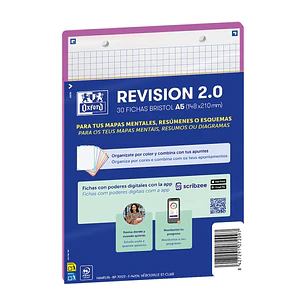 Oxford Pack de 30 FlashCards 2.0 - Formato A5 - Cuadricula 5x5mm - Cartulina de 250g - Digitalizacion de Textos con App - Color Morado
