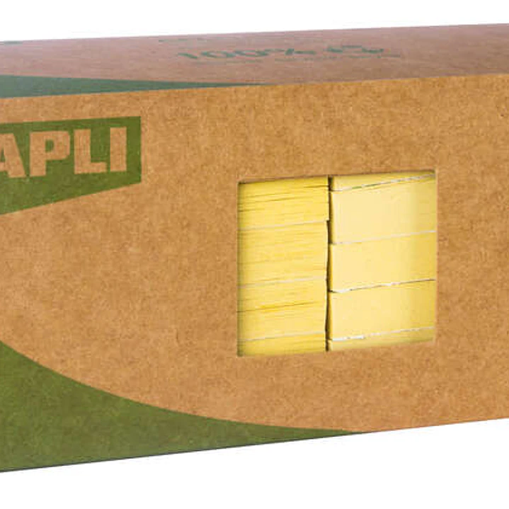 Apli Notas Adhesivas Recicladas Classic 75x75 - 12 Blocs de 100 Hojas - Adhesivo de Calidad - Papel Reciclado - Amarillo 1
