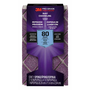3M Pro Grade Precision Taco de Lija - Grano 80 Mediano - Canalizacion de Polvo - 6.35x11.4x2.54cm - Color Morado