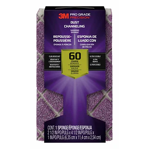 3M Pro Grade Precision Taco de Lija - Grano 60 Grueso - Canalizacion de Polvo - 6.35x11.4x2.54cm - Color Morado
