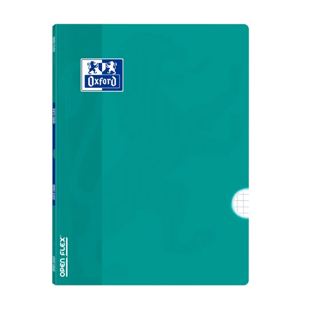 Oxford Libreta Grapada - Formato A4 - 48 Hojas - Cuadricula 4x4mm con Margen - Tapa de Plastico - Anti Traspaso de Tinta - Color Aguamarina 1