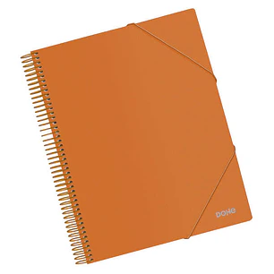 Dohe Carpeta con 30 Fundas Tamaño A4 - Tapa de Polipropileno Opaco 800 Micras - Fundas Transparentes 80 Micras - Espiral de Plastico Color y Gomas Ela