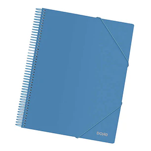 Dohe Carpeta con 30 Fundas Tamaño A4 - Tapa de Polipropileno Opaco 800 Micras - Fundas Transparentes 80 Micras - Espiral de Plastico Color - Gomas Ela