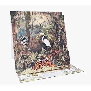 Pictura Tarjeta 3D Pop-Up - 16x16cm - Tematica de La Jungla - Embolsada Individualmente - Incluye Sobre Blanco - Papel con Certificacion FSC