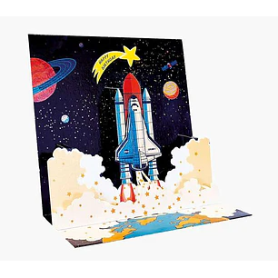 Pictura Tarjeta 3D Pop-Up - 16x16cm - Tematica del Espacio - Embolsada Individualmente - Incluye Sobre Blanco - Papel con Certificacion FSC