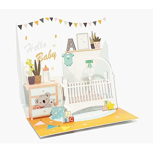 Pictura Tarjeta 3D Pop-Up - 16x16cm - Tematica Bebes - Embolsada Individualmente - Incluido Sobre Blanco - Papel con Certificacion FSC