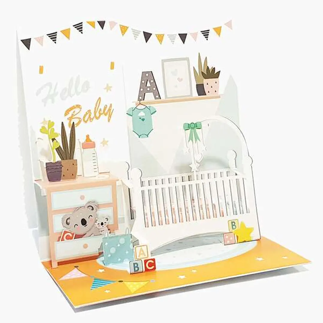 Pictura Tarjeta 3D Pop-Up - 16x16cm - Tematica Bebes - Embolsada Individualmente - Incluido Sobre Blanco - Papel con Certificacion FSC 1