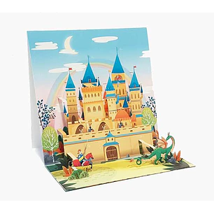 Pictura Tarjeta 3D Pop-Up - 16x16cm - Tematica Medieval - Embolsada Individualmente - Incluye Sobre Blanco - Papel con Certificacion FSC