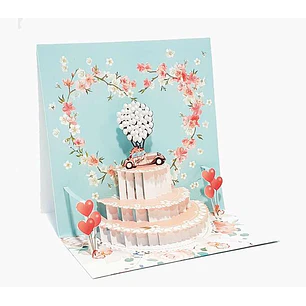 Pictura Tarjeta 3D Pop-Up - 16x16cm - Tematica Corazones - Embolsada Individualmente - Incluye Sobre Blanco - Papel con Certificacion FSC