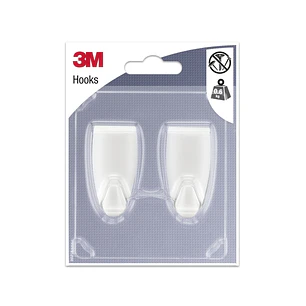 3M Pack de 2 Ganchos Adhesivos Modernos - Formato M - Soporta hasta 0.6kg - Color Blanco
