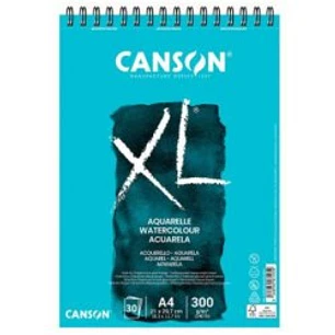 Canson XL Papel de Acuarela Album Espiral de 30 Hojas A5 de 300g - Grano Fino - Color Blanco