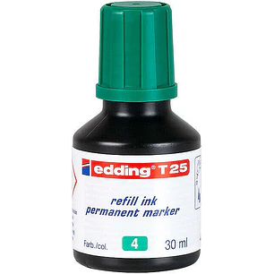 Edding T25 Bote de Recarga para Rotulador Permanente - Capacidad 30ml - Color Verde