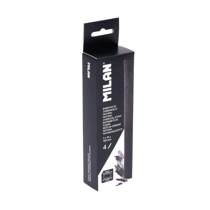 Milan Pack de 4 Barritas de Carboncillo - Natural - Rectangular 15x7mm - Color Negro 1