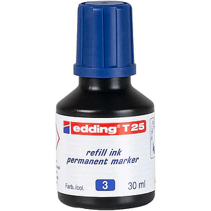 Edding T25 Bote de Recarga para Rotulador Permanente - Capacidad 30ml - Color Azul