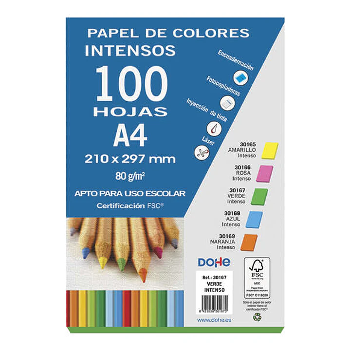 Dohe Papel Multifuncion de 80g - Apto para Fotocopiadoras, Impresoras Laser y Chorro de Tinta - Color Verde 1