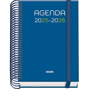 Dohe Logic Agenda Escolar 25/26 Espiral A6 - Dia Pagina - Papel 70g/m2 - 4 Hojas de Pegatinas - Cubierta de Carton Plastificado - Cierre con Goma Elas