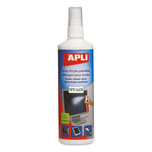 Apli Spray Limpiador Pantallas TFT/LCD - Contenido 250ml - Elimina Manchas y Polvo - Mantiene Pantallas Limpias y sin Bacterias