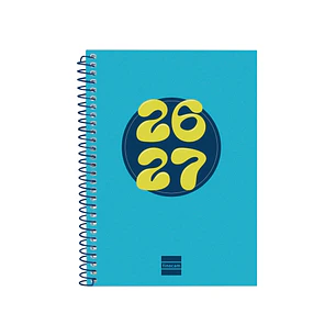Finocam Cool Agenda Escolar 26/27 en Catalan - Semana Vista Horizontal - Formato 8º - 120x164mm - Tapas de Carton Forrado - Papel de 80g/m2 - Espiral 