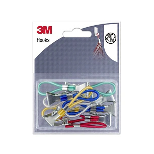 3M Pack de 10 Lazos con Pinza para Colgar - Clip Multiusos - Colores Surtidos