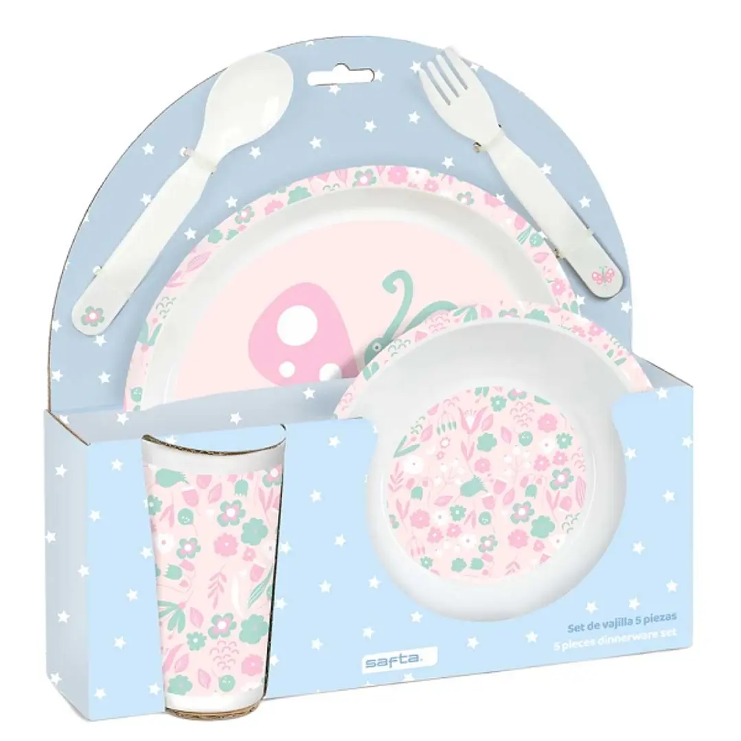 Safta Mariposa Set de Menaje Infantil - PVC sin BPA - 260x90x260mm - Color Azul 1