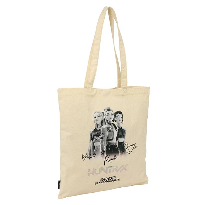 Safta K-Pop Demon Hunters Tour Tote Bag Bolsa de Tela - Asas de Mano - 38x42cm - Color Beige 1