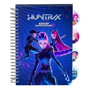 Safta K-Pop Demon Hunters Bloc de Notas - Formato A5 - 80 Hojas de 80 g/m2 - Espiral - Tapas Duras - 4 Separadores Interiores - 14.8x2.1cm - Color Azu