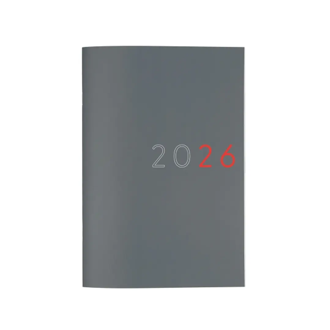 Finocam Agenda Planificador Internacional - Anual 2026 - Espacio para Escribir - Formato Y11 - 165x5x240mm - Mes Vista - Color Gris 1