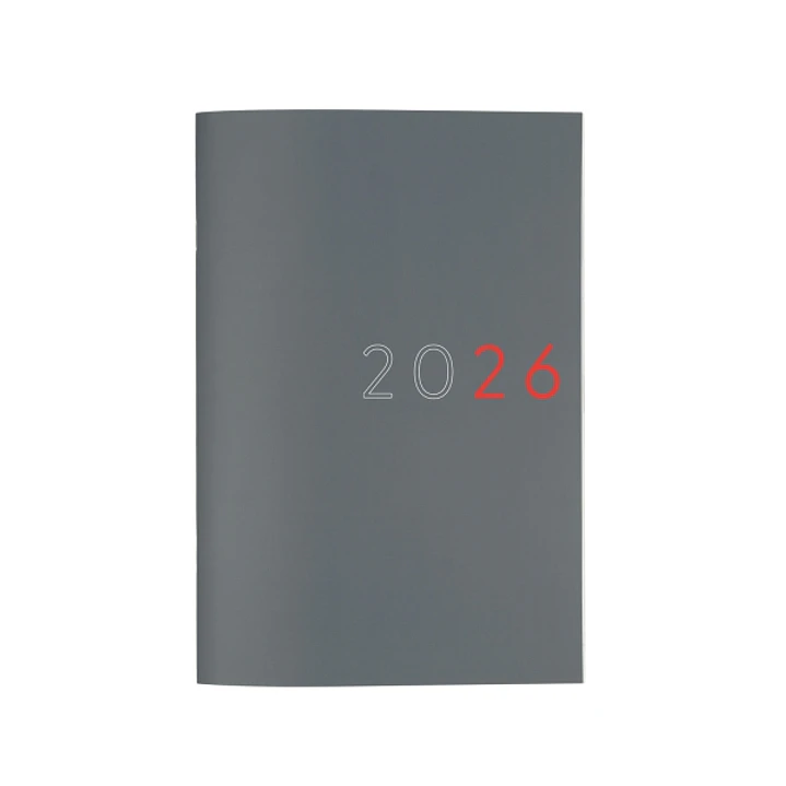 Finocam Agenda Planificador Internacional - Anual 2026 - Espacio para Escribir - Formato Y11 - 165x5x240mm - Mes Vista - Color Gris 1