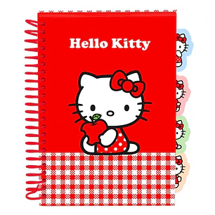 Safta Hello Kitty Bloc de Notas - Formato A5 - 80 Hojas de 80 g/m2 - Espiral - Tapas Duras - 4 Separadores Interiores - 14.8x2.1cm - Color Rojo y Blan