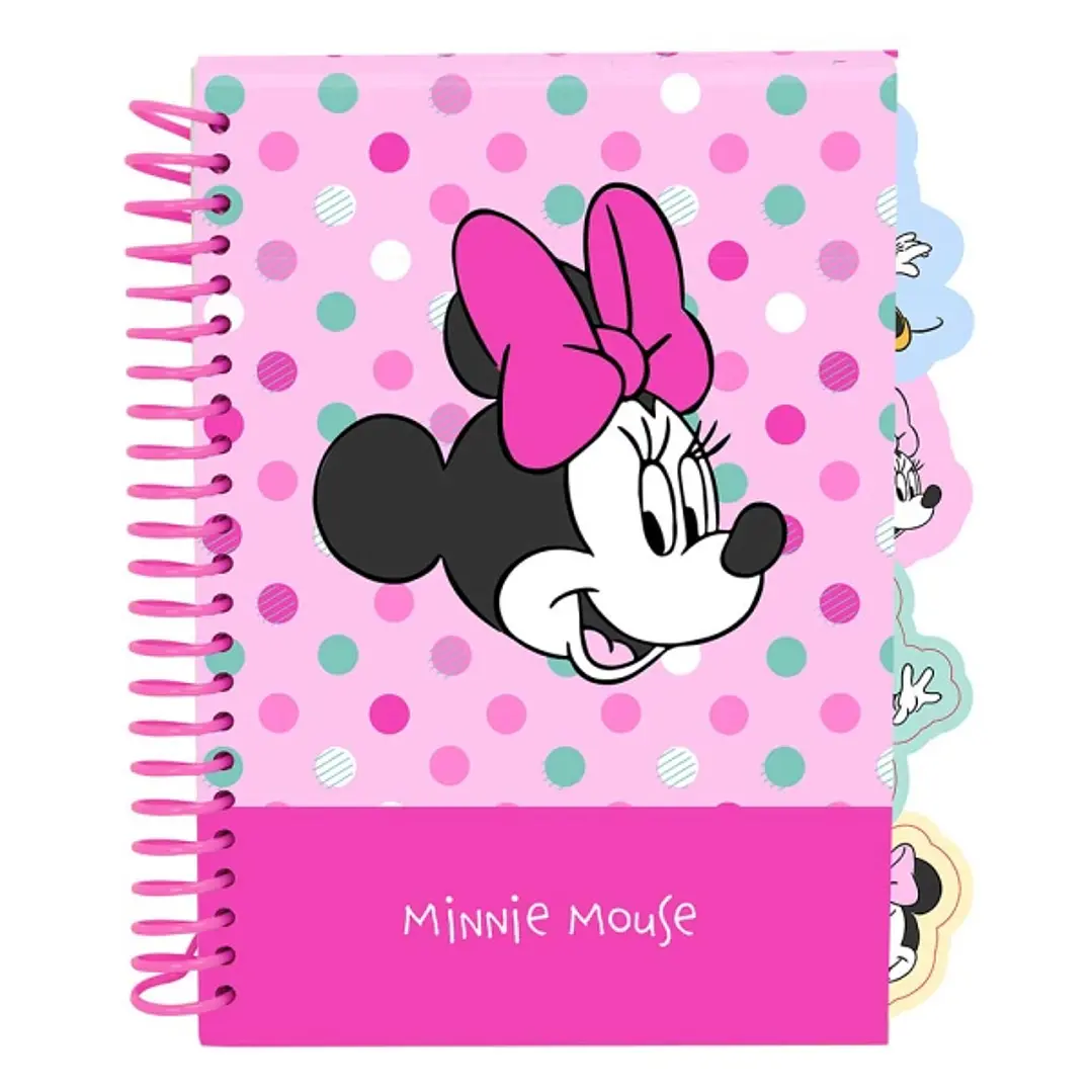 Safta Minnie Mouse Minty Bloc de Notas - Formato A5 - 80 Hojas de 80 g/m2 - Espiral - Tapas Duras - 4 Separadores Interiores - 14.8x2.1cm - Color Rosa 1