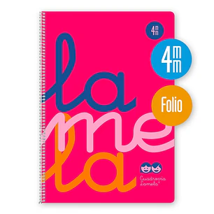 Lamela Cuaderno Espiral con 80 Hojas de 90g/m2 con Margen - Formato Folio - Pauta Cuadrovia de 4mm - Cubierta de Polipropileno - Papel Offset Blanco E
