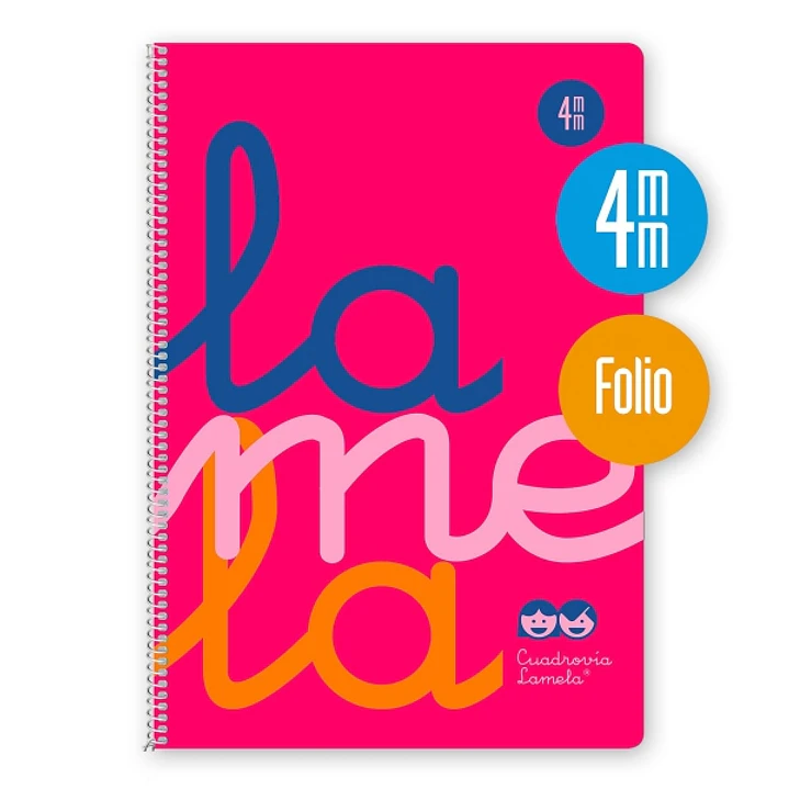 Lamela Cuaderno Espiral con 80 Hojas de 90g/m2 con Margen - Formato Folio - Pauta Cuadrovia de 4mm - Cubierta de Polipropileno - Papel Offset Blanco E 1