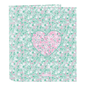 Safta Cuore Carpeta con 4 Anillas 40mm - Tapas Duras Forradas - Formato Folio - 270x60x330mm - Color Turquesa
