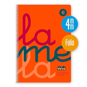 Lamela Cuaderno Espiral con 80 Hojas de 90g/m2 con Margen - Formato Folio - Pauta Cuadrovia de 4mm - Cubierta de Polipropileno - Papel Offset Blanco E