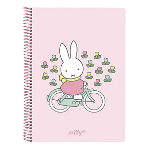 Safta Miffy Flores Cuaderno Espiral - Formato A6 - 120 Hojas - 118x146mm - Color Rosa