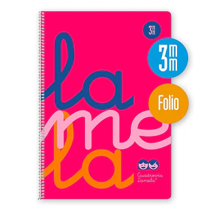 Lamela Cuaderno Espiral con 80 Hojas de 90g/m2 con Margen - Formato Folio - Pauta Cuadrovia de 3mm - Cubierta de Polipropileno - Papel Offset Blanco E
