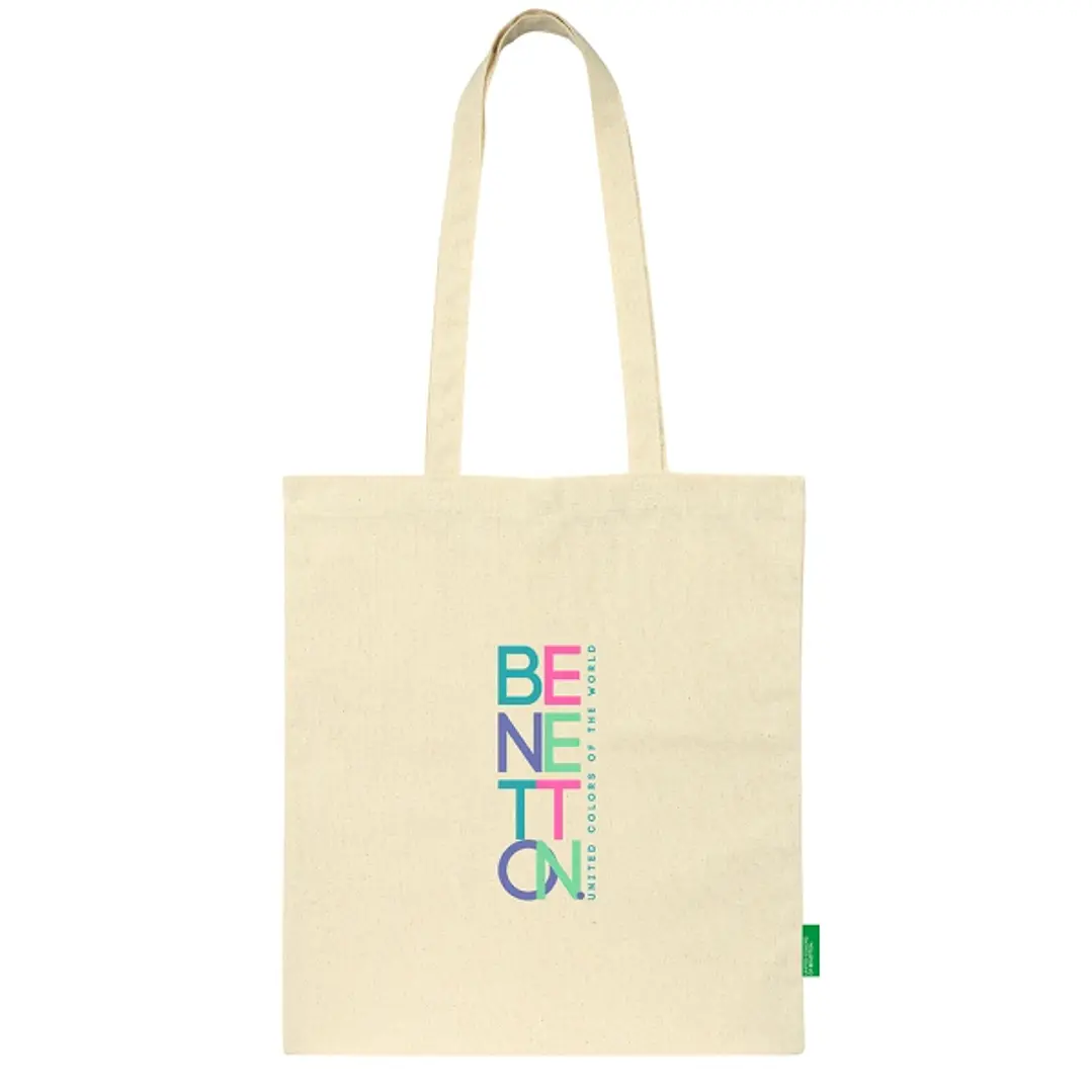 Safta Benetton Tote Bag Bolsa de Tela - Asas de Mano - Color Beige 1