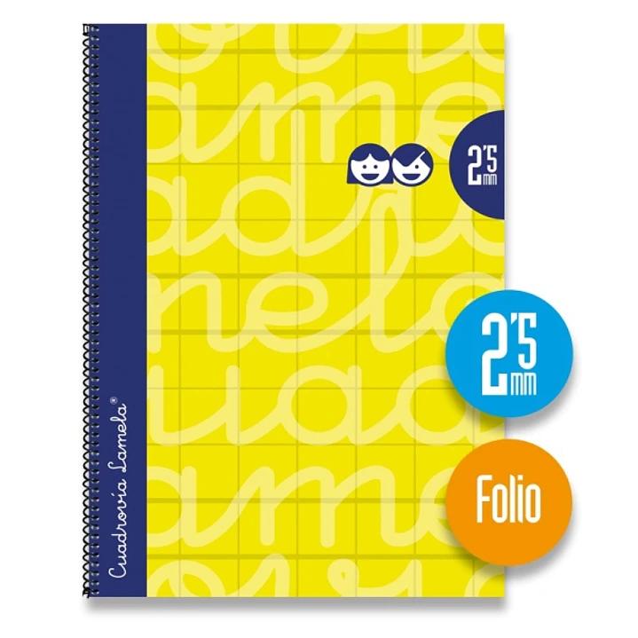 Lamela Cuaderno Espiral con 80 Hojas de 90g/m2 con Margen - Formato Folio - Pauta Cuadrovia de 2.5mm - Cubierta Extra Dura - Papel Offset Blanco Extra 1