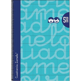 Lamela Cuaderno Espiral con 80 Hojas de 90g/m2 con Margen - Formato Folio - Pauta Cuadrovia de 5mm - Cubierta Extra Dura - Papel Offset Blanco Extra -